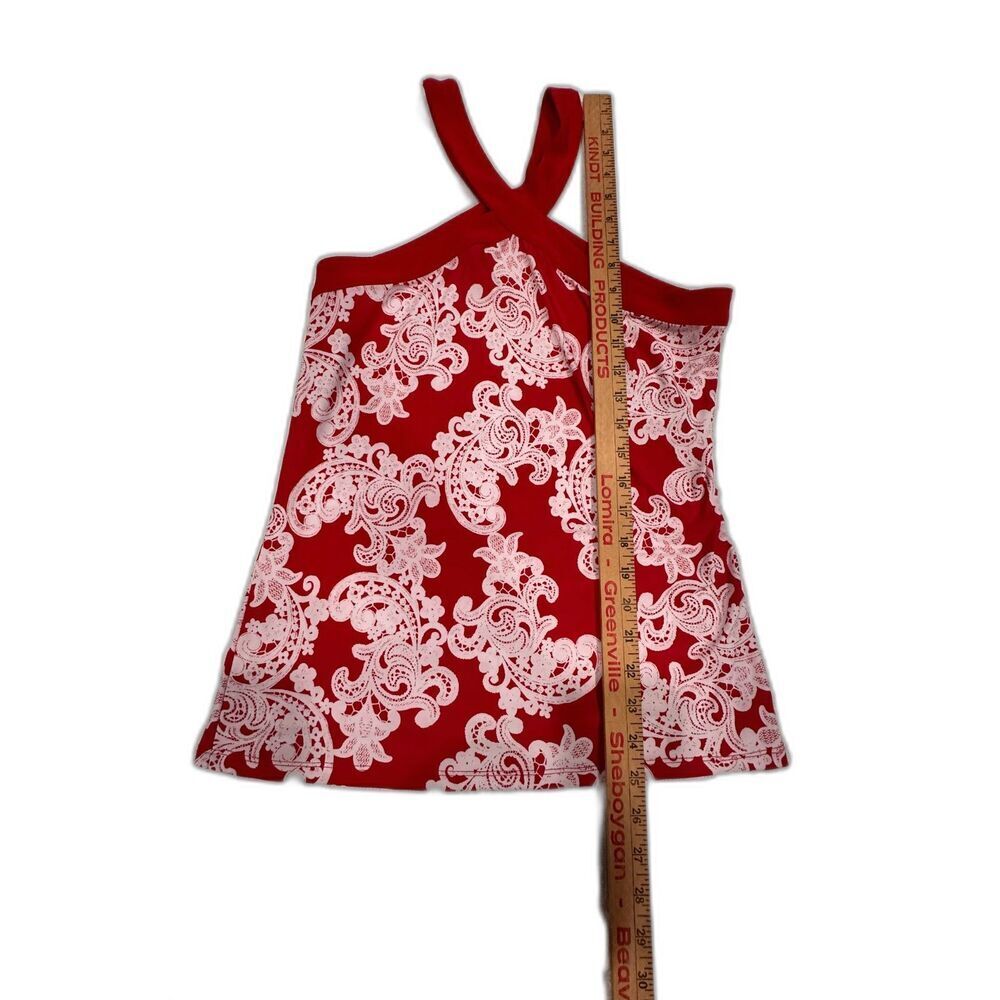 INC International Concepts Red and White Paisley Halter Top Size Medium - Picture 4 of 5